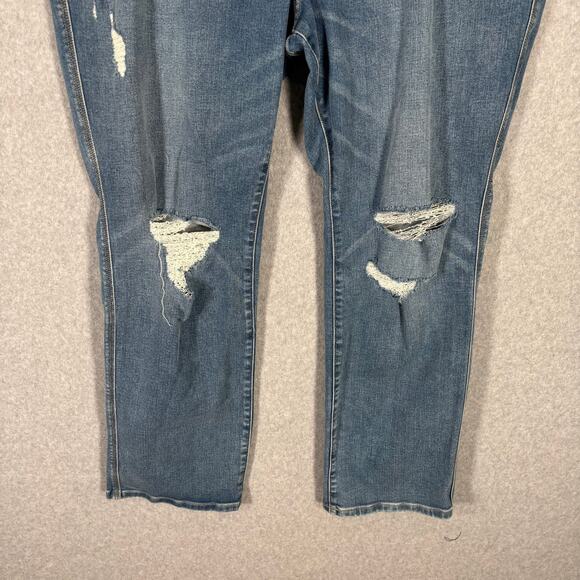 Lane Bryant Jeans Womens 26 Bootcut Knee Holes Distressed High Rise Ripped Torn‎ - Picture 3 of 11